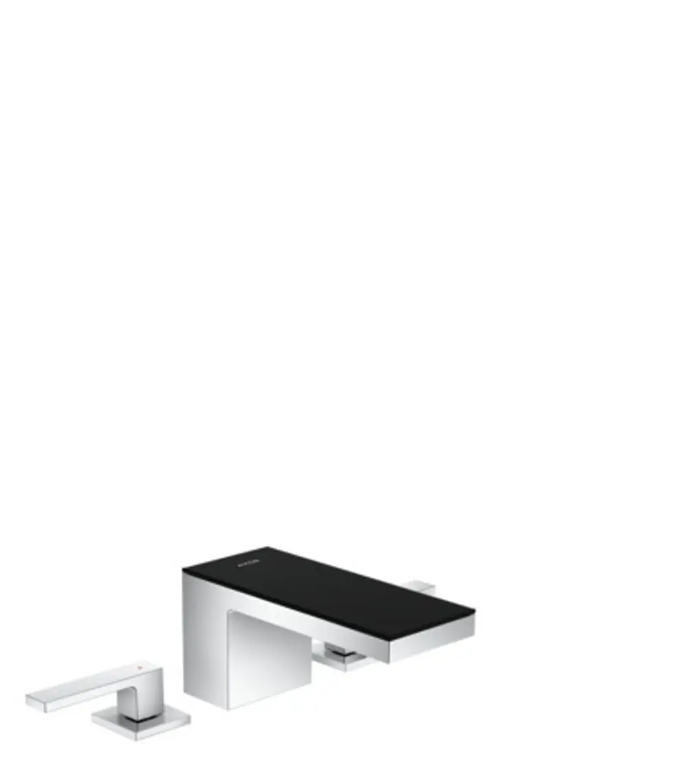 Waschtischarmatur mit drei Komponenten in Chrom und Schwarzglas, hergestellt von AXOR. Eignet sich für moderne Badezimmer.